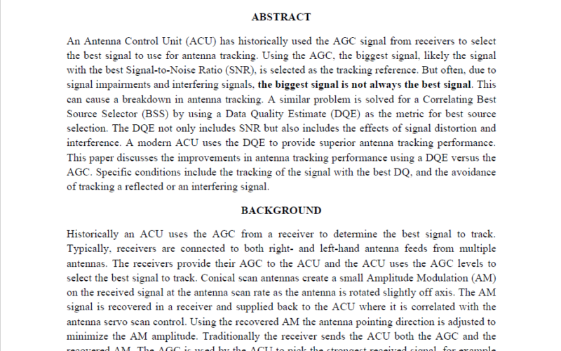 THE ADVANTAGES OF USING A DATA QUALITY ESTIMATE FOR ANTENNA TRACKING